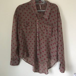 Free People "Easy Rider" polka dot button down